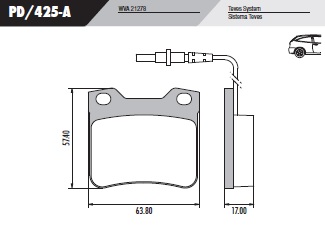 [PD425A] [Frasle] PASTILLA 307 406 VITO  63,8x57,4x17  TRAS