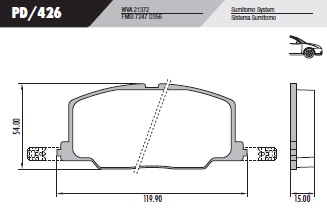 [PD426] [Frasle] PASTILLA COROLLA 14"  120x54x15  DEL
