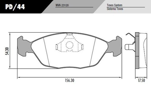 [PD44] [Frasle] PASTILLA GALAXY GOL TEVES  156x54x17,5  DEL