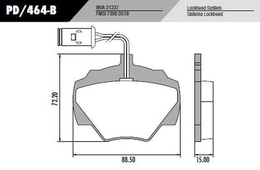 [PD464B] [Frasle] PASTILLA ROVER DEFENDER  88,5x72,2x15  TRAS
