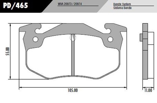 [PD465] [Frasle] PASTILLA 206 306 R19 CLIO  105x55x11  TRAS