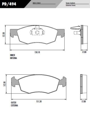 [PD494] [Frasle] PASTILLA DOBLO PALIO MN  151,3/150,3x52,5x17,2  DEL