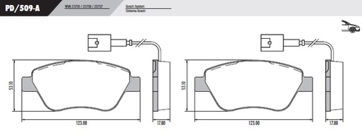 [PD509A] [Frasle] PASTILLA MITO QUBO 2 CABLES  123x53x17,8  DEL