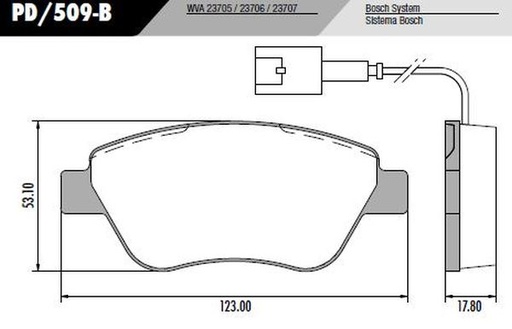 [PD509B] [Frasle] PASTILLA MITO QUBO 1 CABLE 123x53x17,8  DEL