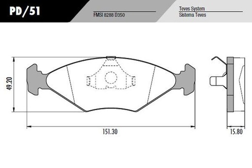 [PD51] [Frasle] PASTILLA GOL PALIO SIENA LARGA  151,3x49,2x15,8  DEL