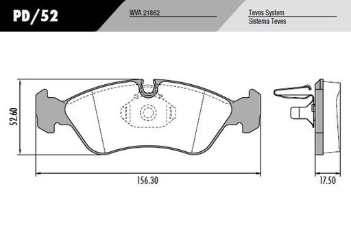 [PD52] [Frasle] PASTILLA ASTRA VECTRA  156x52,5x17,5  DEL