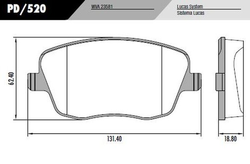 [PD520] [Frasle] PASTILLA POLO SEAT  131,4x62,4x18,8  DEL