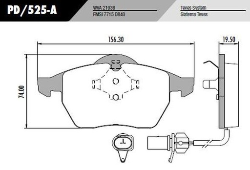 [PD525A] [Frasle] PASTILLA A4 PASSAT  156,3x74x19,5  DEL