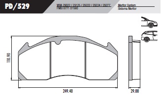 [PD529] [Frasle] PASTILLA VOLVO B9 VM 310  249,4x111x29  D/T