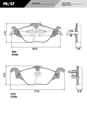 [PD57] [Frasle] PASTILLA ASTRA 14"  177x62x18,5 / 160x63x17  DEL