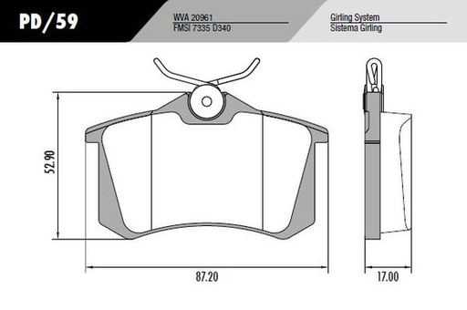 [PD59] [Frasle] PASTILLA C4 408 VENTO  87,2x52,9x17  TRAS
