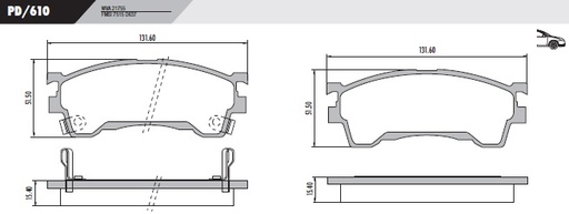 [PD610] [Frasle] PASTILLA MAZDA MX6 626  161,6x51,5x15,4  DEL
