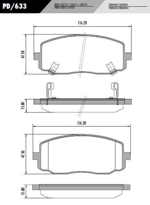 [PD633] [Frasle] PASTILLA ATOS SPORTAGE I10  116,2x47,3x16  DEL