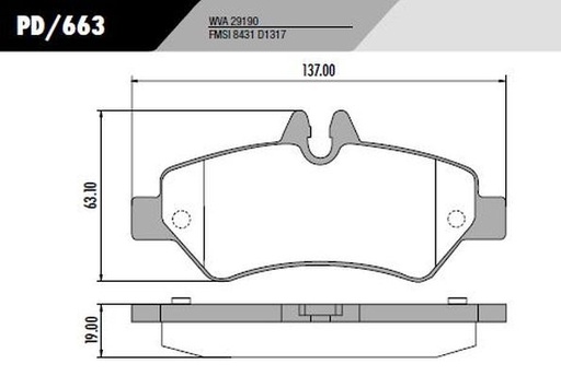 [PD663] [Frasle] PASTILLA SPRINTER 311 415 12/  137x63x19  TRAS