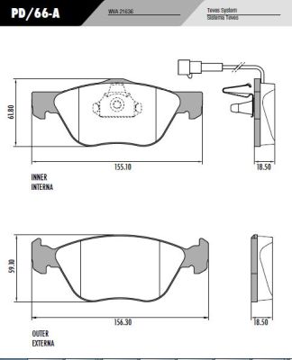 [PD66A] [Frasle] PASTILLA IDEA PUNTO  156,3x59x18,5 / 155x61,8x18,5  DEL