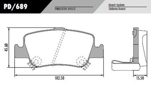 [PD689] [Frasle] PASTILLA COROLLA WTI  102,5x46x16  TRAS