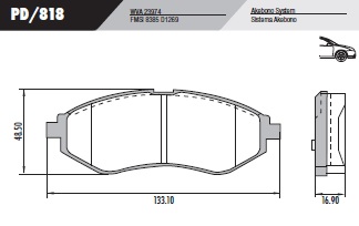[PD818] [Frasle] PASTILLA AVEO DAEWOO  133x48,5x17  DEL
