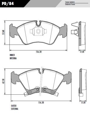[PD84] [Frasle] PASTILLA MERIVA 1.8 14"  156,3x62,5/52,6x18  DEL
