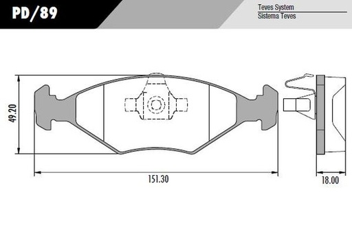 [PD89] [Frasle] PASTILLA PALIO UNO WAY  151,3x49,2x18  DEL