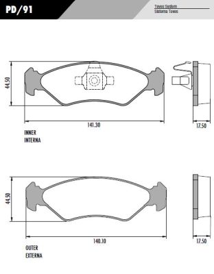 [PD91] [Frasle] PASTILLA FIESTA KA 1.0 1.3 09/  141,3/140x44,5x17,5  DEL