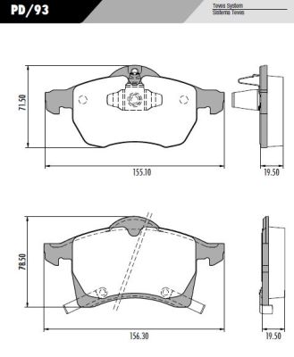 [PD93] [Frasle] PASTILLA ASTRA VECTRA  156,3x78,5x19,5 / 155x71,5x19,5  DEL