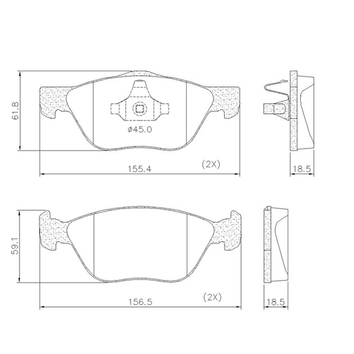 [PD95] [Frasle] PASTILLA ARGO 1.8 CRONOS  156,5x62/59x18,5  DEL