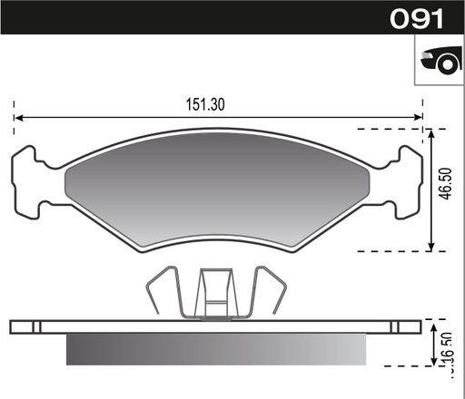 [12026] [Durbloc] PASTILLA COURIER FIESTA KA 09>  151,3x46,4x16,6  DEL