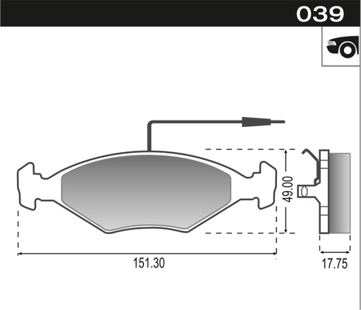 [12047] [Durbloc] PASTILLA 504 505 SR SRD ARM LARGA  151,3x49,2x17  DEL