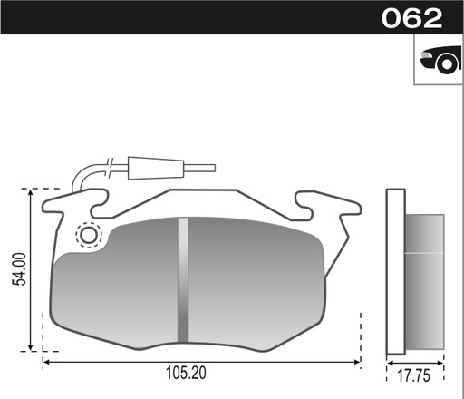 [12063] [Durbloc] PASTILLA 106 205 306 R9 R11 R18 R19 CLIO  105,2x54x17,7  DEL