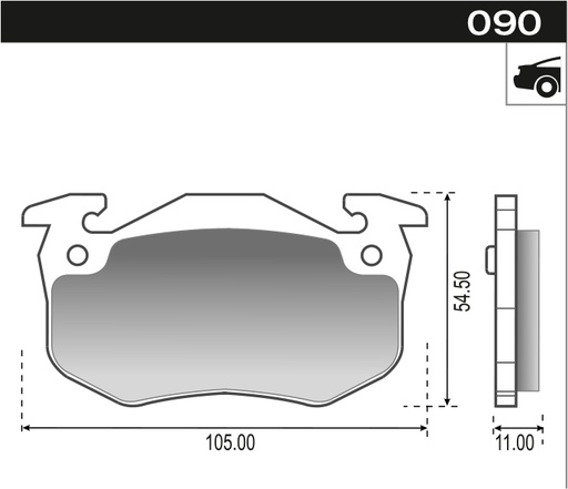 [12069] [Durbloc] PASTILLA CLIO II XSARA SAXO BOSCH   105x55x11  TRAS