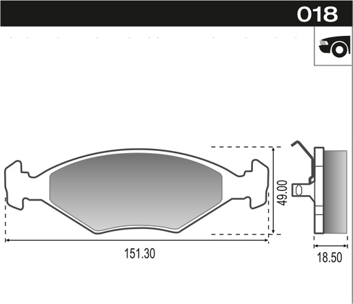 [12070] [Durbloc] PASTILLA DUNA UNO GACEL GOL PASSAT LARGA  151,3x49,2x17  DEL