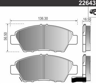 [12343] [Durbloc] PASTILLA FIT 1.5 14/ CIVIC 1.5 15/  136,3x56,3x16  DEL