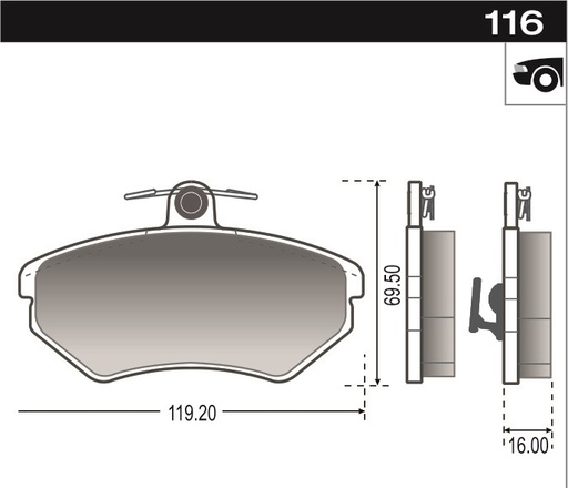 [12516] [Durbloc] PASTILLA A4 GOLF CADDY PASSAT POLO  119x70x16,2  DEL