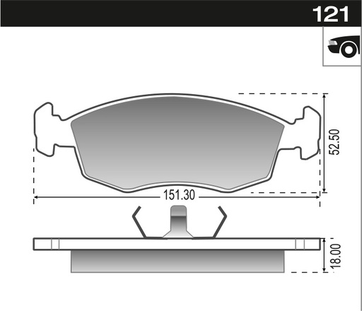[12521] [Durbloc] PASTILLA PALIO UNO TURBO LINEA C/CABLE  151,3x52,5x17,3  DEL