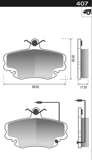 [12807] [Durbloc] PASTILLA 205 CLIO R19 SANDERO C/CABLE  100x54x18  DEL