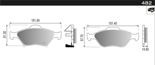 [12882] [Durbloc] PASTILLA HONDA FIT 03>  151,3/150,3x59/58x14,5  DEL