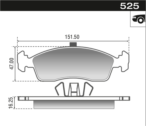 [12925] [Durbloc] PASTILLA C3 UNO WAY SIENA PALIO 208  151,5x47,3x16,3  DEL