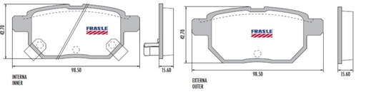 [12233M] [Durbloc] PASTILLA COROLLA XRS 12> RAV4 III  98,5x42,7x15,5  TRAS