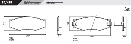 [12265M] [Durbloc] PASTILLA PATHFINDER PICK UP  130x49,3x17  DEL