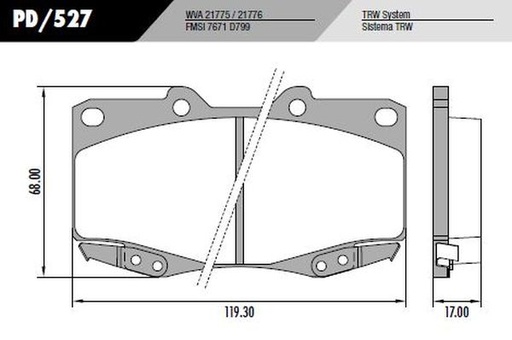[12518M] [Durbloc] PASTILLA HILUX  4x2 4x4 05>  119,3x68x17  DEL