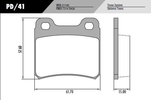 [12733M] [Durbloc] PASTILLA VECTRA MONZA KADETT  61,7x57,6x15  TRAS