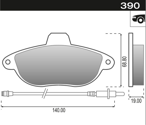 [12790M] [Durbloc] PASTILLA EXPERT 307 RURAL C/CABLE  139,5x68,6x18  DEL