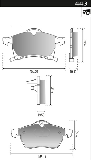 [12843M] [Durbloc] PASTILLA ASTRA VECTRA MERIVA 15"  156,3/155x78,5/71,5x19,5  DEL