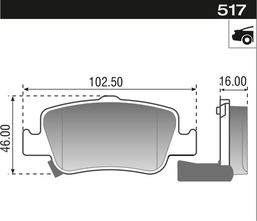 [12917M] [Durbloc] PASTILLA COROLLA WTI 1.6 1.8 16V  102,5x46x16  TRAS