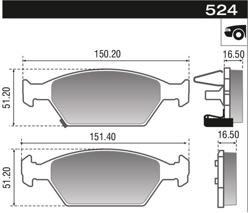 [12924M] [Durbloc] PASTILLA FIT 1.4 1.5 CITY 1.5 09>  151,5/150x51,3/x16,5/16,3  DEL