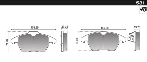 [12931M] [Durbloc] PASTILLA C4 308 3008 5008 DS4 DS5  156,5/155,2x71,5/66x19,3  DEL