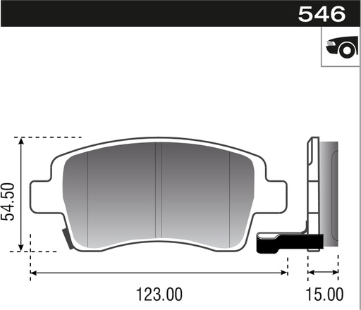 [12946M] [Durbloc] PASTILLA TOYOTA ETIOS  122,9x54,5x15  DEL
