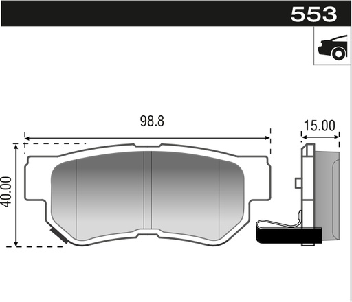 [12953M] [Durbloc] PASTILLA ELANTRA SANTA FE TUCSON  99x41x14  TRAS