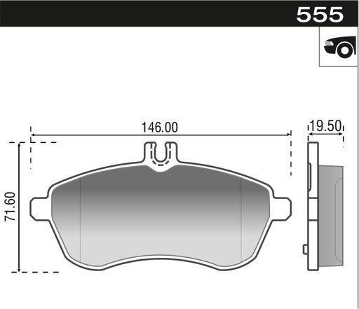 [12955M] [Durbloc] PASTILLA MB CLASE C 07> C 200 12>  146,2x72x19,7  DEL