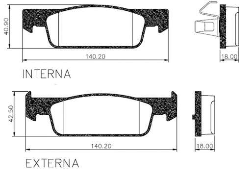 [12957M] [Durbloc] PASTILLA LOGAN SANDERO ARAÑA GRANDE  140x41,8/40x17,5  DEL